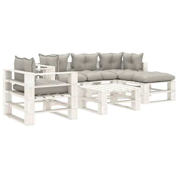 vidaXL 6-tlg. Garten-Lounge-Set Paletten mit Kissen in Taupe Holz