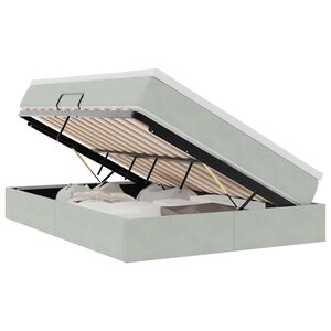 vidaXL Aufbewahrungsbett mit Matratze Hellgrau 140 x 190 cm Samt