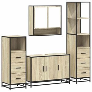 vidaXL 4-tlg. Badm&ouml;bel-Set Sonoma-Eiche Holzwerkstoff