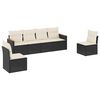 vidaXL 6-tlg. Garten-Sofagarnitur mit Kissen Schwarz Poly Rattan