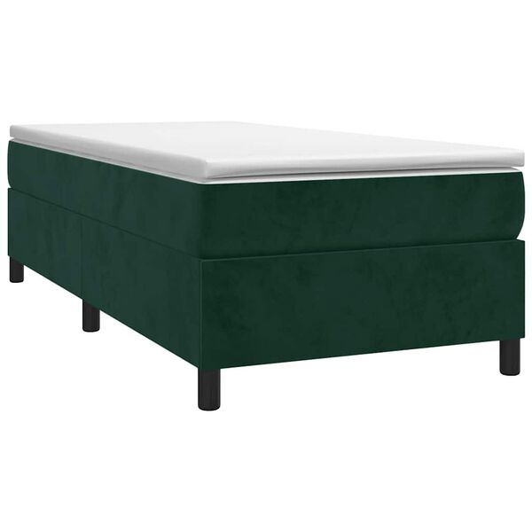 vidaXL Boxspringbett mit Matratze Dunkelgr&uuml;n 90x200 cm Samt