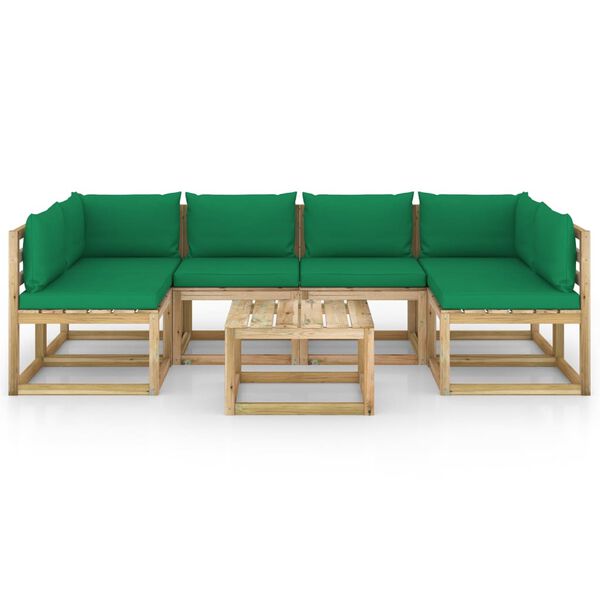 vidaXL 7-tlg. Garten-Lounge-Set mit Kissen Impr&auml;gniertes Kiefernholz