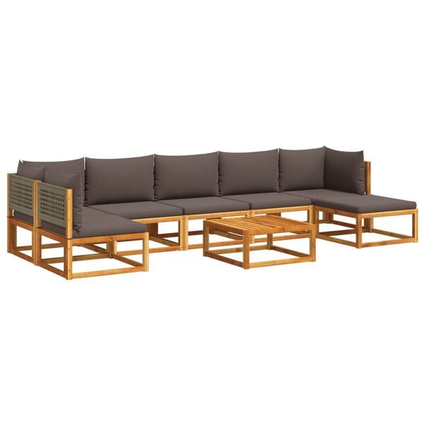 vidaXL 8-tlg. Gartensofa-Set mit Kissen Holz Akazie & Rattan