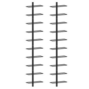 vidaXL Wand-Weinregale f&uuml;r 20 Flaschen 2 Stk. Schwarz Metall