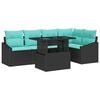 vidaXL Gartensofa-set mit Kissen 6 pcs Schwarz und Blau Poly-Rattan