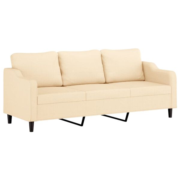 vidaXL 3-Sitzer-Sofa mit Kissen Creme 210 cm Stoff