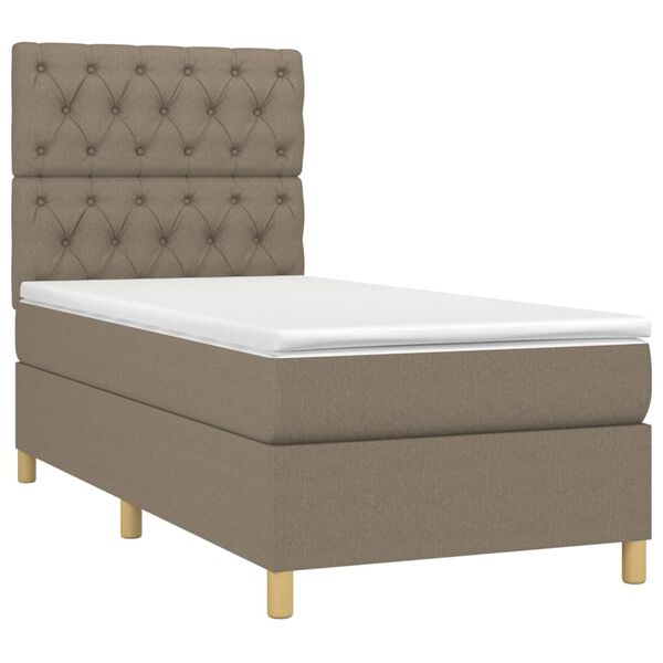 vidaXL Boxspringbett mit Matratze & LED Taupe 80x200 cm Stoff