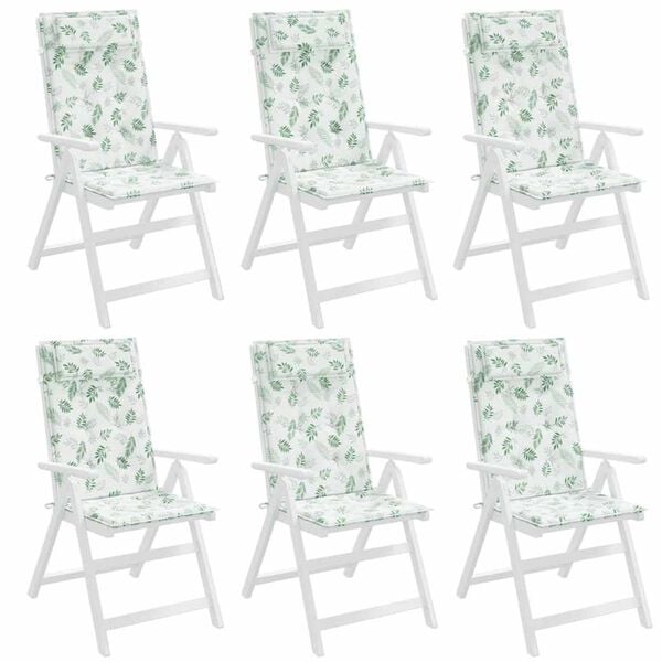 vidaXL Hochlehner-Auflagen 6 Stk. Blattmuster Oxford-Gewebe
