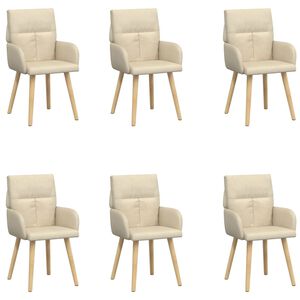 vidaXL Esszimmerst&uuml;hle 6 stk. Stoff Creme 60 x 56 x 96 cm