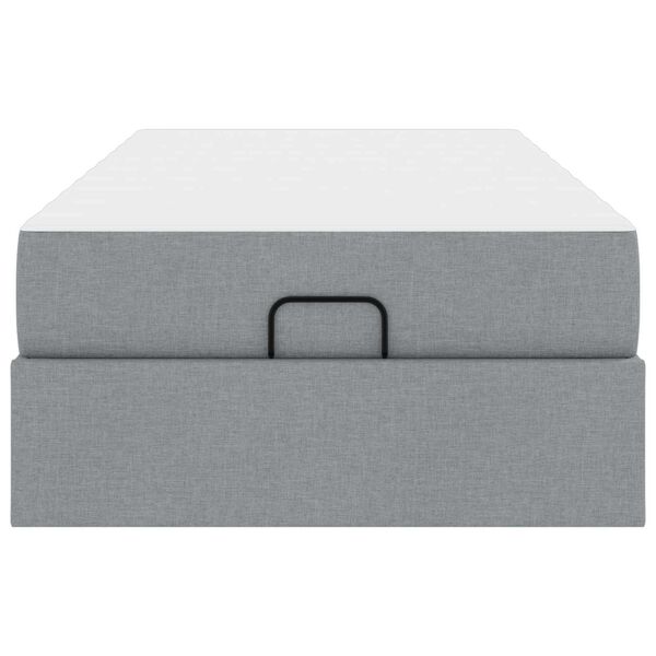 vidaXL Bettgestell mit Matratze mit Matratze 2 pcs Hellgrau Stoff