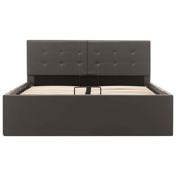 vidaXL Stauraumbett Hydraulisch Grau Kunstleder 120&times;200 cm