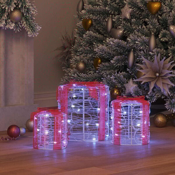 vidaXL Geschenkbox Dekoration 3 pcs Kaltweiß 20 x 20 x 21 cm Acryl