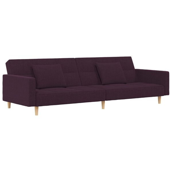 vidaXL Schlafsofa 2-Sitzer mit 2 Kissen & Hocker Lila Stoff