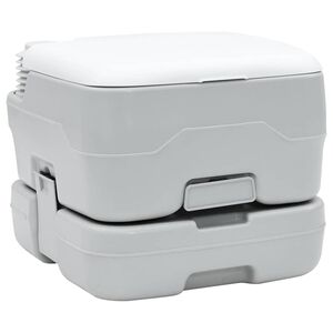 vidaXL Camping-Toilette Grau und Wei&szlig; 41,5 x 36,5 x 30 cm Polyethylen