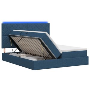 vidaXL LED-Speicherbett mit Matratze Blau 180 x 200 cm Stoff