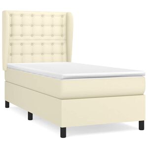 vidaXL Boxspringbett mit Matratze Creme 80x200 cm Kunstleder