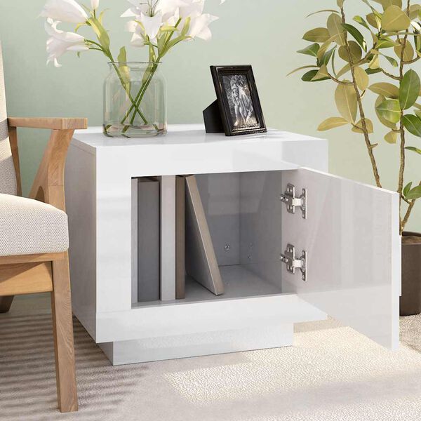 vidaXL Couchtisch Hochglanz-Wei&szlig; 51x50x45 cm Holzwerkstoff