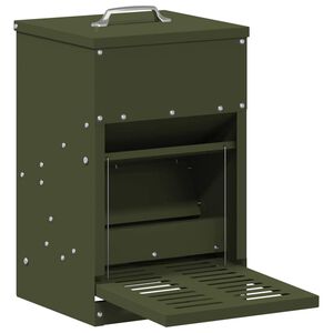 vidaXL H&uuml;hnertretfeeder Olive Gr&uuml;n 25 x 42 x 40 cm Kaltgewalzter Stahl