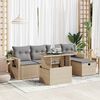 vidaXL 6-tlg. Garten-Sofagarnitur mit Kissen Beige Poly Rattan