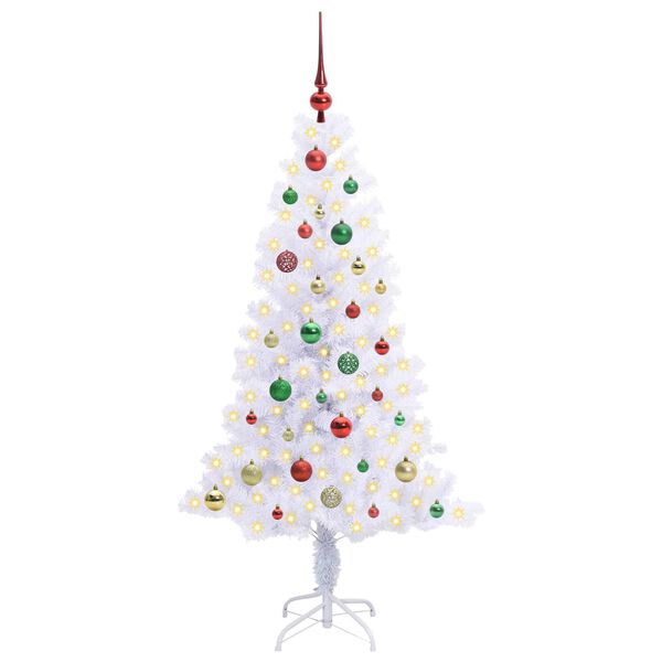 vidaXL K&uuml;nstlicher Weihnachtsbaum Wei&szlig; 150 cm PVC und Stahl