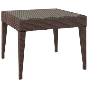 vidaXL Beistelltisch Braun 50x50x38 cm Poly Rattan und Hartglas