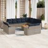 vidaXL 13-tlg. Garten-Sofagarnitur mit Kissen Grau Poly Rattan