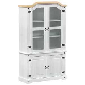 vidaXL Vitrine Wei&szlig; 103,5 x 42 x 180 cm Massives Kiefernholz
