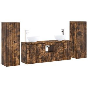 vidaXL Badezimmerm&ouml;bel-Set 5 stk. Ger&auml;ucherte Eiche 33 x 34,5 x 100 cm