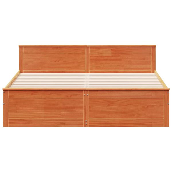 vidaXL Massivholzbett ohne Matratze mit Kopfteil Braun 180x200 cm