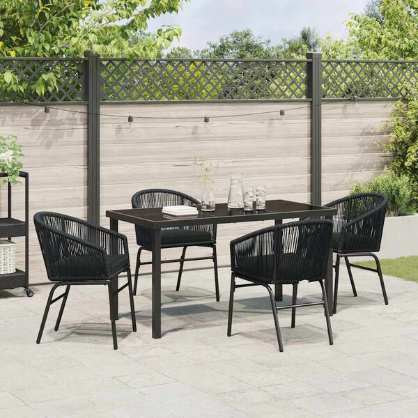 vidaXL Garten Essgruppe 5 pcs Schwarz Pulverbeschichteter Stahl
