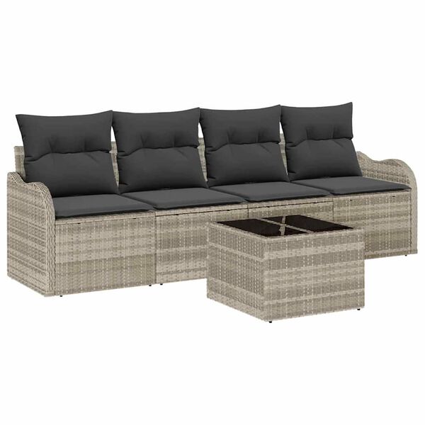 vidaXL Garten-Sofa-Set mit Kissen 5 pcs Hellgrau und Dunkelgrau