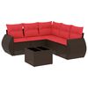 vidaXL 6-teiliges Gartensofa-Set mit Kissen, braun, Polyrattan