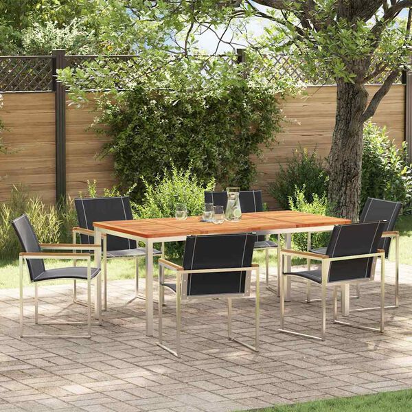 vidaXL Garten Essgruppe 7 pcs Braun Massivholz Akazie