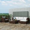 vidaXL 6-tlg. Garten-Lounge-Set mit Auflagen Poly Rattan Braun