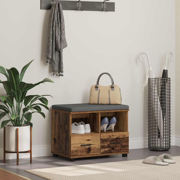 vidaXL Flurbank Altholz 60 x 38 x 46 cm Spanplatte und Polsterstoff