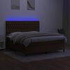 vidaXL Boxspringbett mit Matratze & LED Dunkelbraun 160x200 cm Stoff