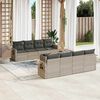 vidaXL 9-tlg. Garten-Sofagarnitur mit Kissen Hellgrau Poly Rattan