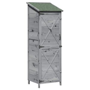 vidaXL Gartenschuppen Grau 59,5 x 56 x 176,5 cm Massivholz aus Fichte