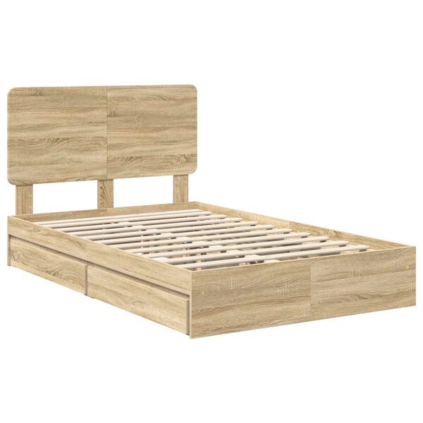 vidaXL Aufbewahrungsbett Sonoma-Eiche 135 x 190 cm Holzwerkstoff