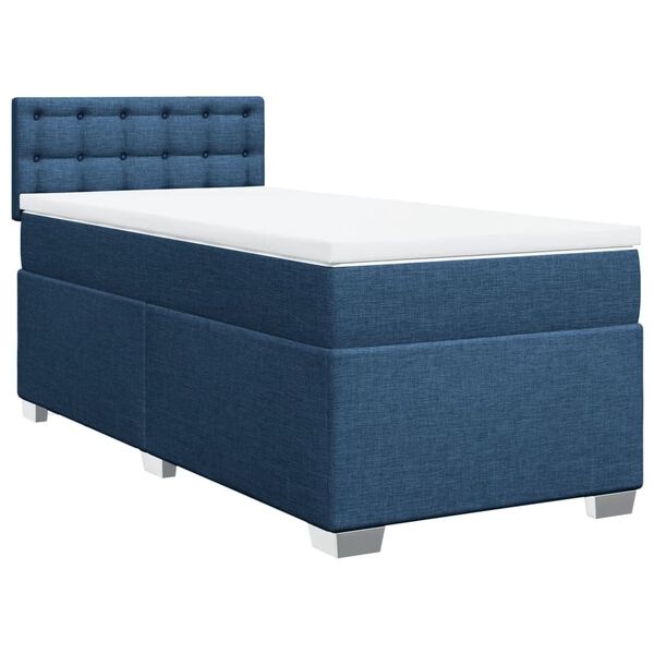 vidaXL Boxspringbett mit Matratze Blau 80x200 cm Stoff