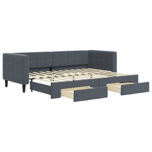 vidaXL Tagesbett Ausziehbar mit Schubladen Dunkelgrau 80x200 cm Samt
