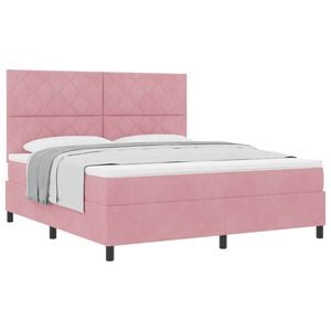 vidaXL Boxspringbett mit Matratze mit Kopfteil Rosa 180 x 200 cm Stoff
