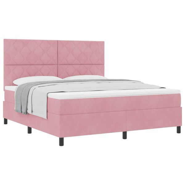 vidaXL Boxspringbett mit Matratze mit Kopfteil Rosa 180 x 200 cm Stoff