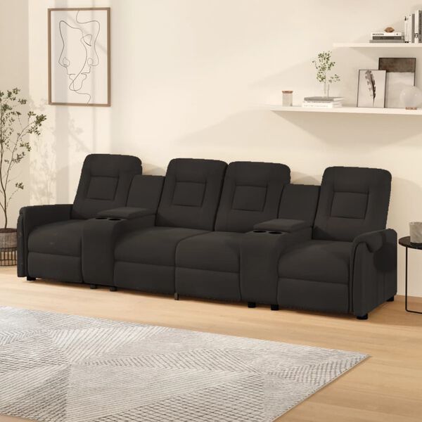 vidaXL Relaxsofa 4-Sitzer mit Getr&auml;nkehaltern Schwarz