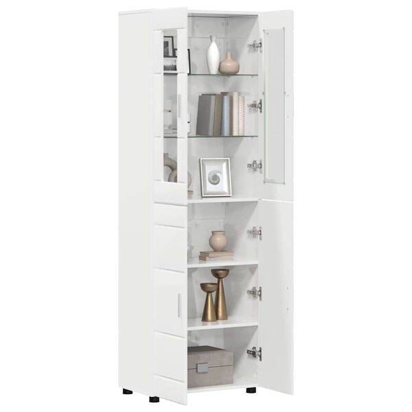 vidaXL Highboard FLORIN Hochglanz Wei&szlig; 60 x 35 x 182 cm Holzwerkstoff