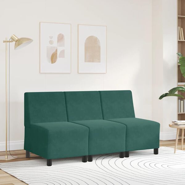 vidaXL Modulares Sofa ohne Armlehnen Dunkelgr&uuml;n 55 cm Samt