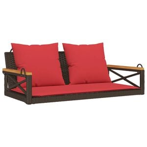 vidaXL H&auml;ngebank mit Kissen Braun 109x62x40 cm Poly Rattan