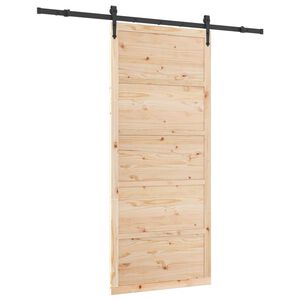 vidaXL Schiebet&uuml;r 90 x 208 cm Massives Kiefernholz Natur
