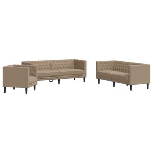 vidaXL 3-tlg. Chesterfield-Sofa-Set Cappuccino Kunstleder