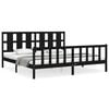 vidaXL Massivholzbett mit Kopfteil Schwarz 200x200 cm